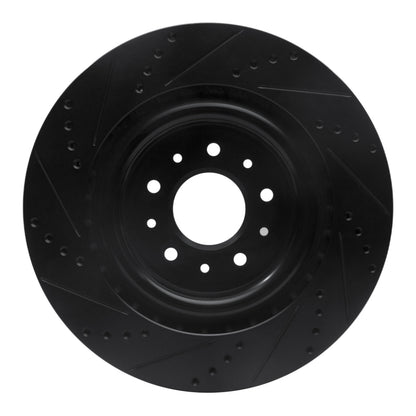 R1 Concepts R1 00-06 Jaguar XKR Front Right Drilled & Slotted Black Brake Rotor