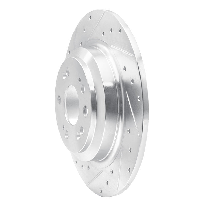 R1 Concepts R1 09-14 Acura TL Rear Left Drilled & Slotted Silver Brake Rotor