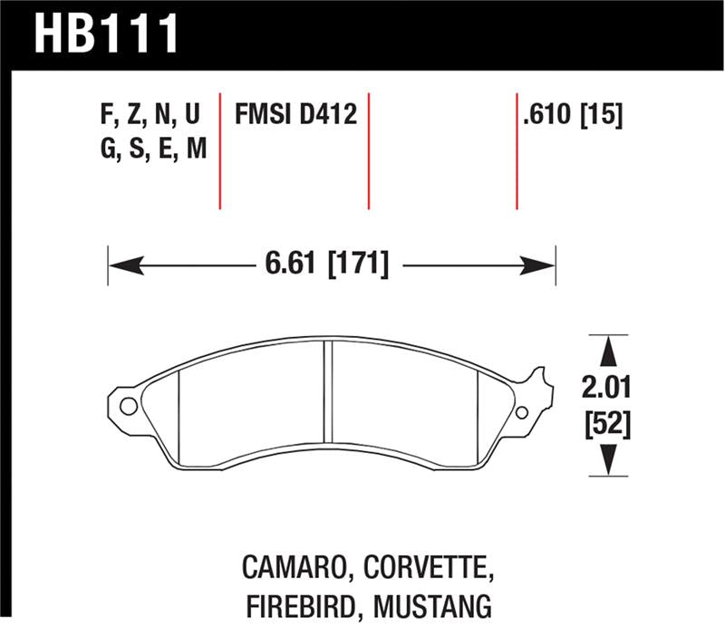 Hawk Performance Hawk 94-04 Mustang Cobra / 88-95 Corvette 5.7L / 88-92 Camaro w/ Hvy Duty Brakes Front HP+ Street Br
