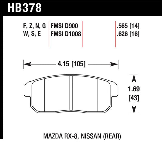 Hawk Performance Hawk 03-06 Sentra Spec V. HPS Street Rear Brake Pads