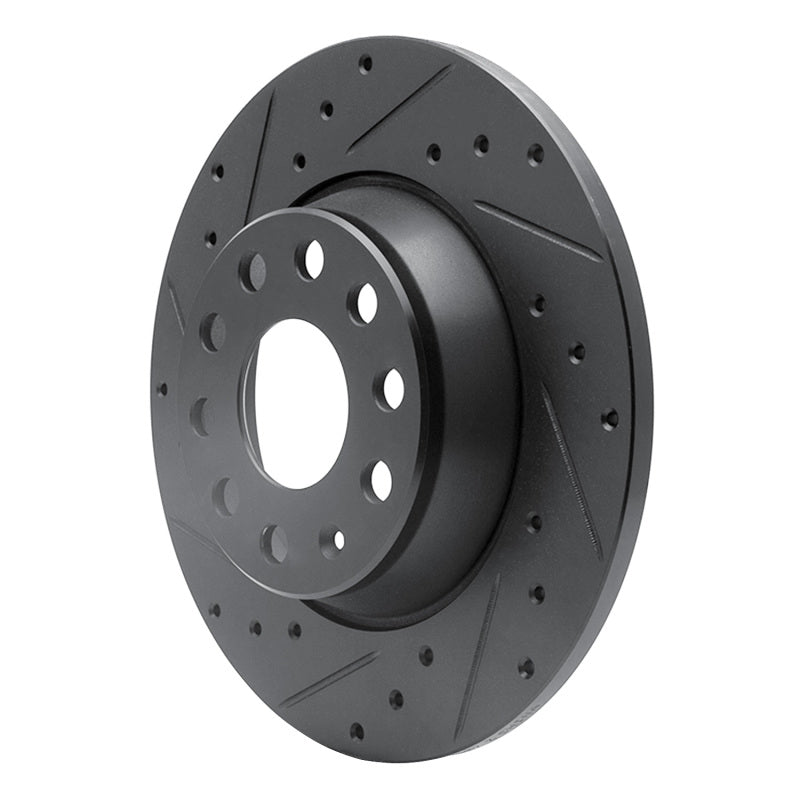 R1 Concepts R1 05-18 Audi A3 Quattro Rear Left Drilled & Slotted Black Brake Rotor