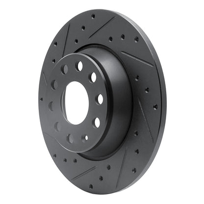 R1 Concepts R1 05-18 Audi A3 Quattro Rear Left Drilled & Slotted Black Brake Rotor
