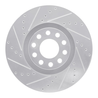 R1 Concepts R1 00-03 Audi A8 Front Left Drilled & Slotted Silver Brake Rotor