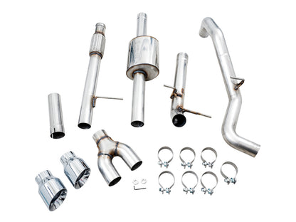 AWE Tuning 4th Gen GM 1500 5.3L 0FG Cat-Back Dual Side Exit (Flat Bumper) - Chrome Tips
