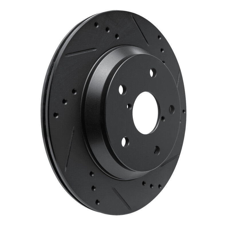 R1 Concepts R1 -25 Subaru Crosstrek Rear Right Drilled & Slotted Black Brake Rotor