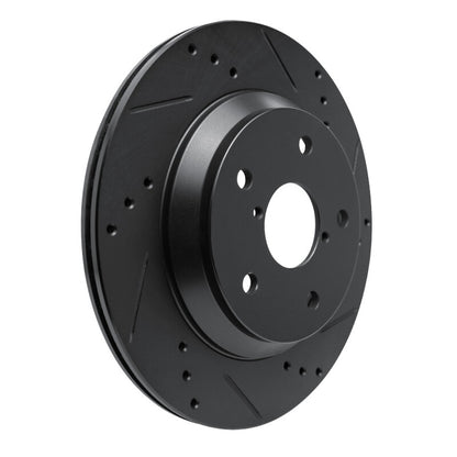 R1 Concepts R1 -25 Subaru Crosstrek Rear Right Drilled & Slotted Black Brake Rotor