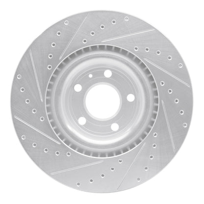 R1 Concepts R1 04-09 Audi S4 Front Right Drilled & Slotted Silver Brake Rotor