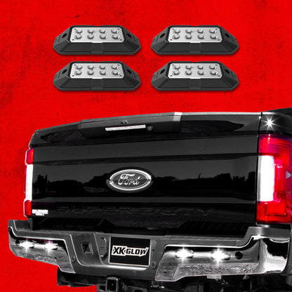 XKGLOW XK Glow Strobe Pod Lights w/ Traffic Modes Ultra Bright LEDs Multiple Modes + Solid On -White 4pc