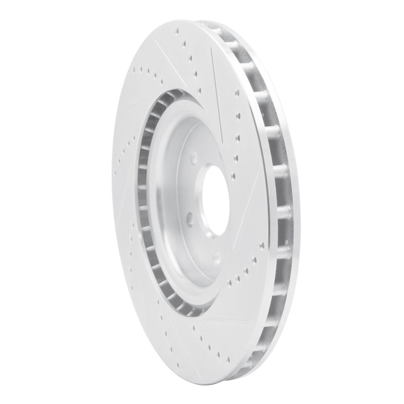 R1 Concepts R1 07-14 Ford Mustang Front Left Drilled & Slotted Silver Brake Rotor