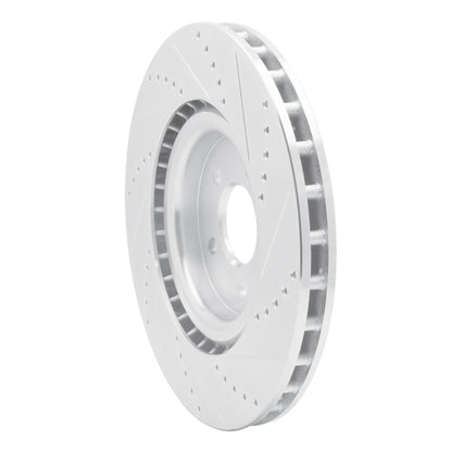 R1 Concepts R1 07-14 Ford Mustang Front Left Drilled & Slotted Silver Brake Rotor
