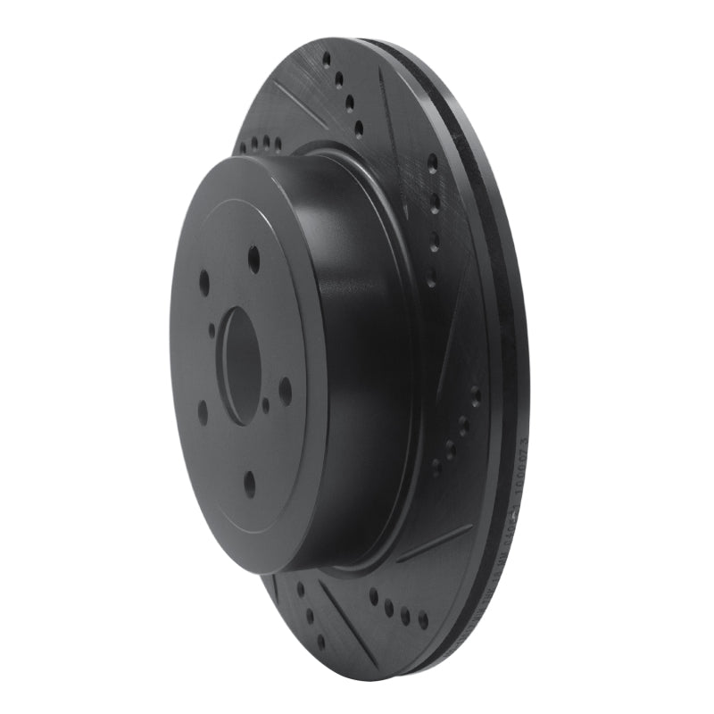 R1 Concepts R1 05-07 Subaru Impreza Rear Right Drilled & Slotted Black Brake Rotor