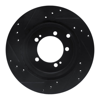 R1 Concepts R1 92-96 Mitsubishi DIAMANTE Rear Right Drilled & Slotted Black Brake Rotor