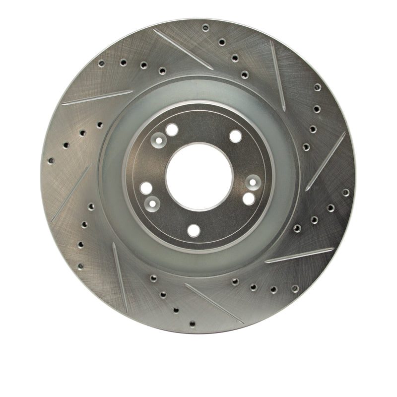 R1 Concepts R1 11-17 Genesis G80 Front Right Drilled & Slotted Silver Brake Rotor