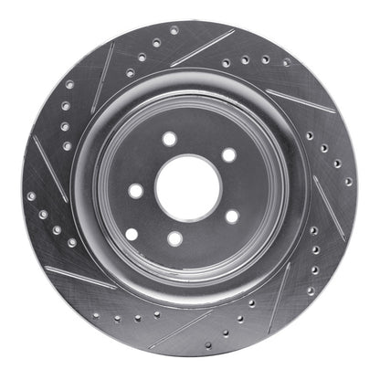 R1 Concepts R1 09-24 Infiniti Q70 Rear Right Drilled & Slotted Silver Brake Rotor