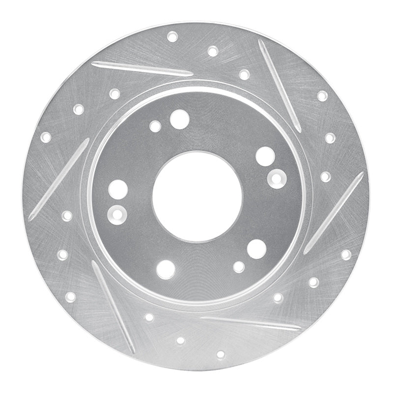 R1 Concepts R1 11-15 Honda CR-Z Rear Right Drilled & Slotted Silver Brake Rotor