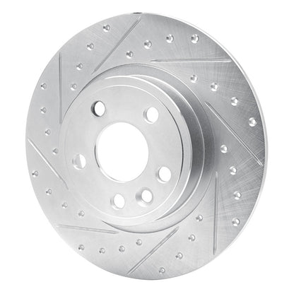R1 Concepts R1 15-20 Jaguar E-Pace Rear Left Drilled & Slotted Silver Brake Rotor