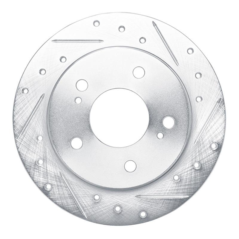 R1 Concepts R1 94-98 Nissan 240SX Rear Right Drilled & Slotted Silver Brake Rotor