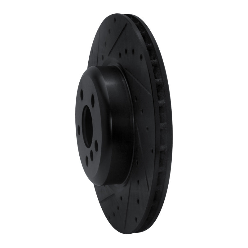 R1 Concepts R1 16-25 BMW 430I Rear Left Drilled & Slotted Black Brake Rotor
