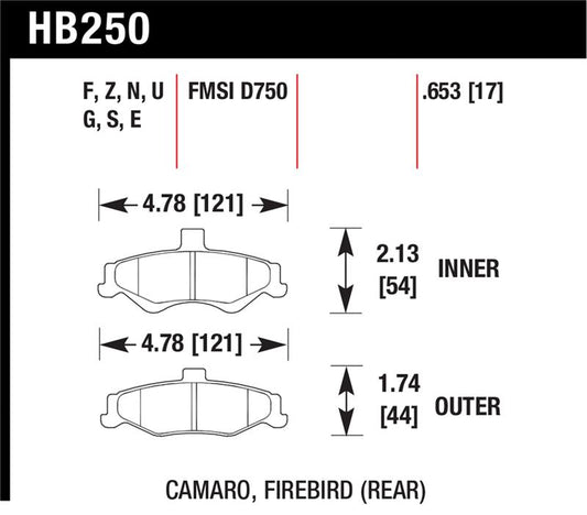 Hawk Performance Hawk 98-02 Chevrolet Camaro SS/Z28 / 98-02 Pontiac Firebird HT-10 Race Rear Brake Pads
