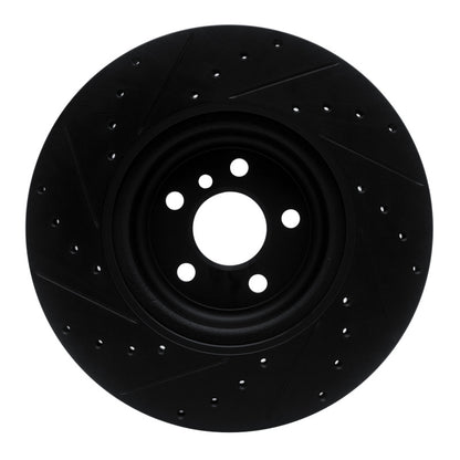 R1 Concepts R1 16-25 BMW 330e Rear Right Drilled & Slotted Black Brake Rotor