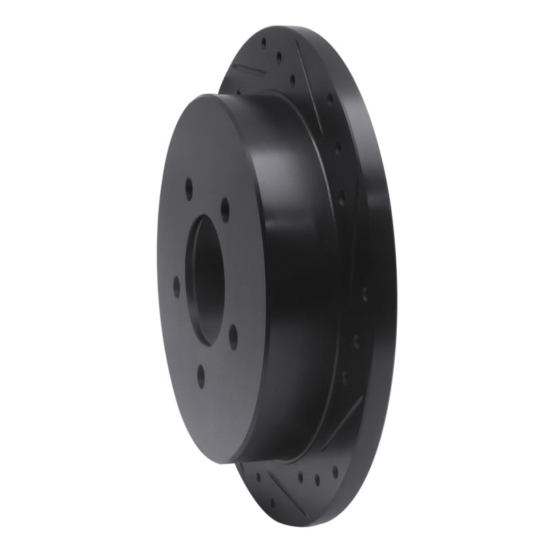 R1 Concepts R1 97-04 Ford F-150 RWD Rear Right Drilled & Slotted Black Brake Rotor