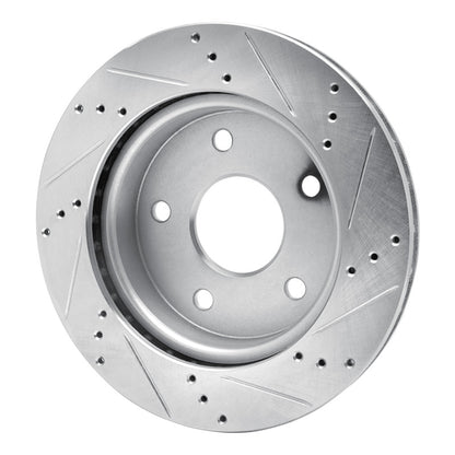 R1 Concepts R1 05-11 Dodge Dakota 4WD Front Left Drilled & Slotted Silver Brake Rotor