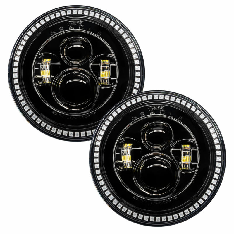 ORACLE Lighting Oracle 7in High Powered LED Headlights - Black Bezel - ColorSHIFT No Controller
