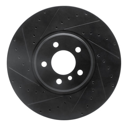 R1 Concepts R1 08-19 BMW X5 Front Left Drilled & Slotted Black Brake Rotor