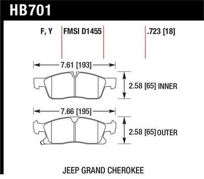 Hawk Performance Hawk 11-12 Dodge Durango / 11-12 Jeep Grand Cherokee HPS Front Street Brake Pads