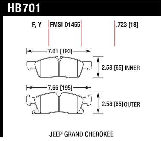Hawk Performance Hawk 11-12 Dodge Durango / 11-12 Jeep Grand Cherokee HPS Front Street Brake Pads