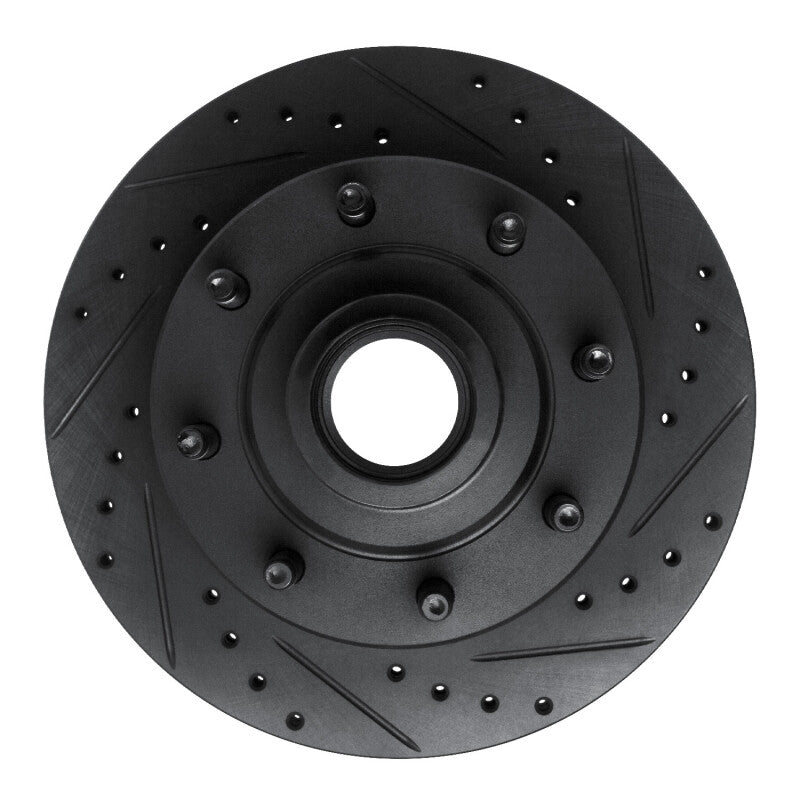 R1 Concepts R1 86-94 Ford E-250 Econoline Club Wagon Front Right Drilled & Slotted Black Brake Rotor
