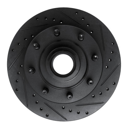 R1 Concepts R1 86-94 Ford E-250 Econoline Club Wagon Front Right Drilled & Slotted Black Brake Rotor