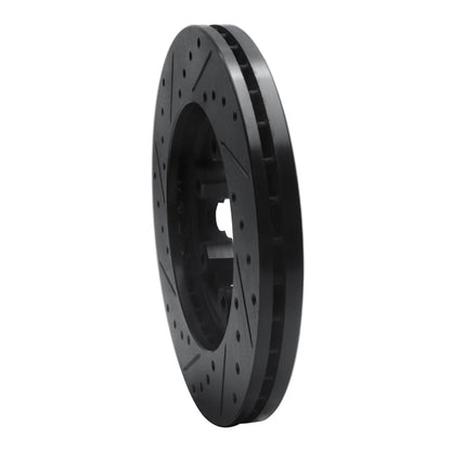R1 Concepts R1 04-08 Chevrolet Colorado Front Right Drilled & Slotted Black Brake Rotor