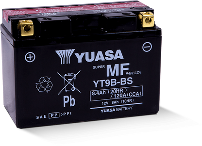 Yuasa Battery Yuasa YT9B-BS Maintenance Free 12-Volt AGM Battery w/Bottle