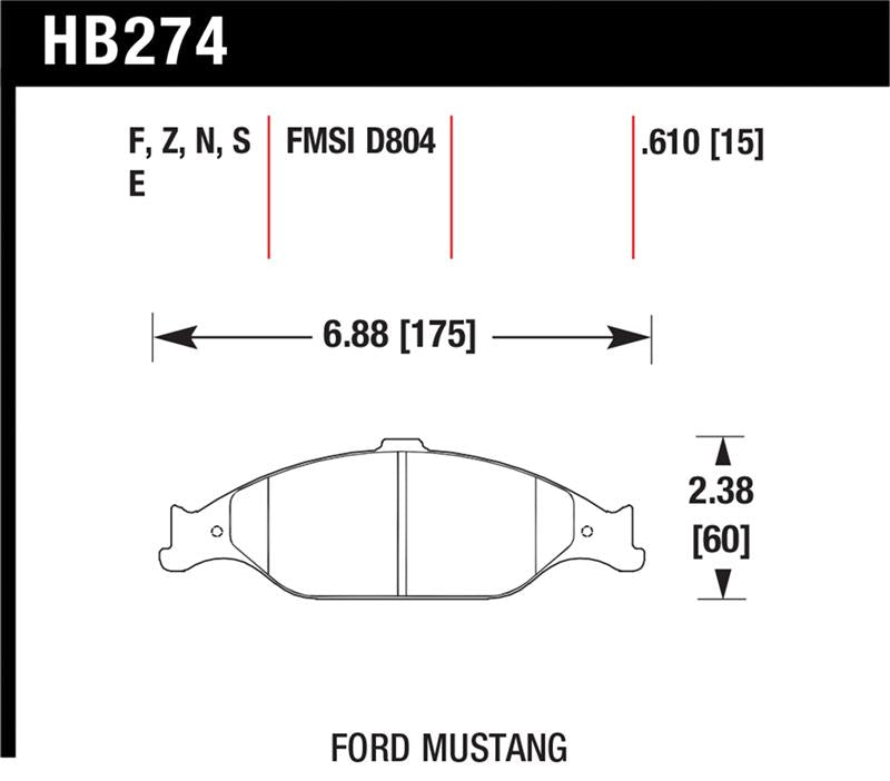 Hawk Performance Hawk 99-04 Ford Mustang Base/GT HPS Street Front Brake Pads