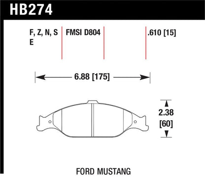 Hawk Performance Hawk 99-04 Ford Mustang Base/GT HPS Street Front Brake Pads