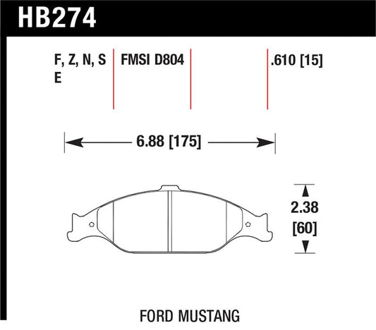 Hawk Performance Hawk 99-04 Ford Mustang Base/GT HPS Street Front Brake Pads