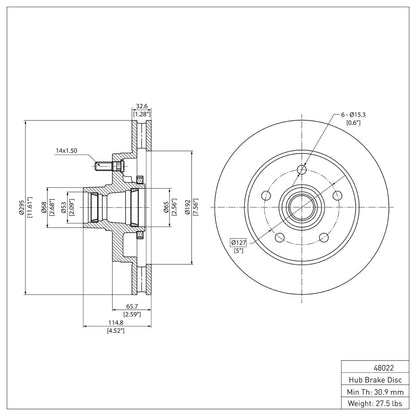 DFC 92-02 Chevrolet Express 1500 Front GeoSPEC Coated Rotor
