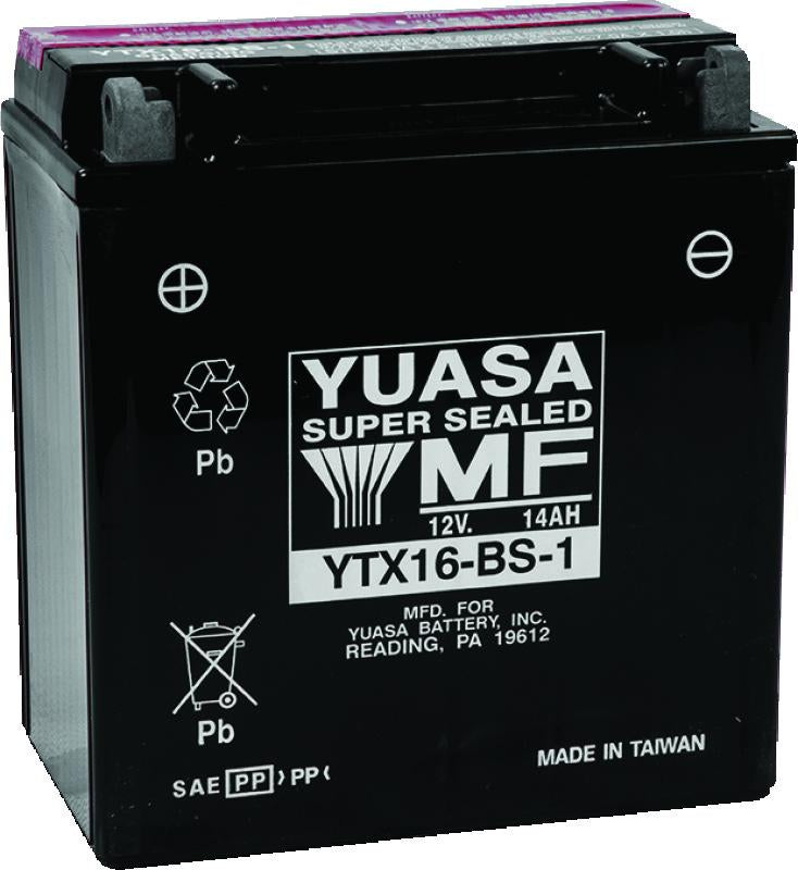 Yuasa Battery Yuasa YTX16-BS-1 Maintenance Free AGM 12-Volt Battery w/Bottle