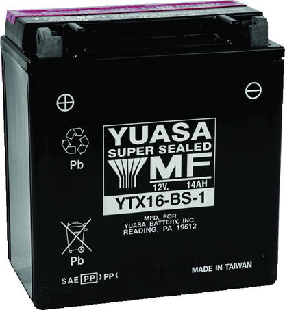 Yuasa Battery Yuasa YTX16-BS-1 Maintenance Free AGM 12-Volt Battery w/Bottle