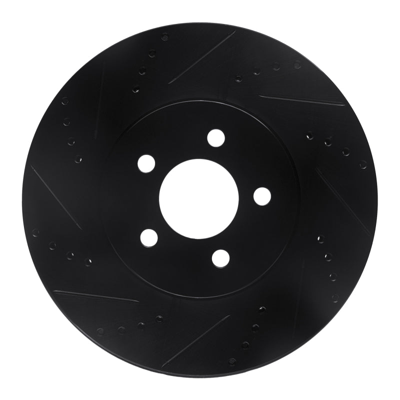 R1 Concepts R1 94-04 Ford Mustang Front Left Drilled & Slotted Black Brake Rotor