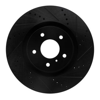 R1 Concepts R1 03-08 Infiniti G35 Front Right Drilled & Slotted Black Brake Rotor
