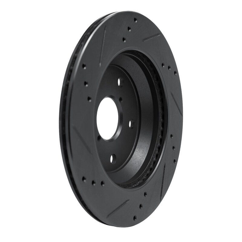 R1 Concepts R1 -25 Subaru Crosstrek Rear Right Drilled & Slotted Black Brake Rotor