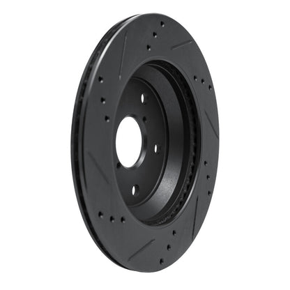 R1 Concepts R1 -25 Subaru Crosstrek Rear Right Drilled & Slotted Black Brake Rotor