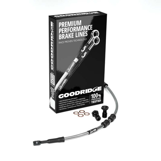 Goodridge 18-23 HD FLHC/FLHCS (w/ABS) +6in Clear Brake Line Kit w/Black Fittings