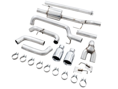 AWE Tuning 0FG 21+ Ford F150 Dual Split Rear Exhaust - 5in Chrome Silver Tips