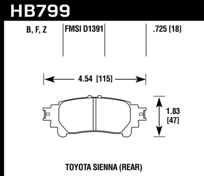 Hawk Performance Hawk 14-16 Toyota Highlander Performance Ceramic Street Rear Brake Pads
