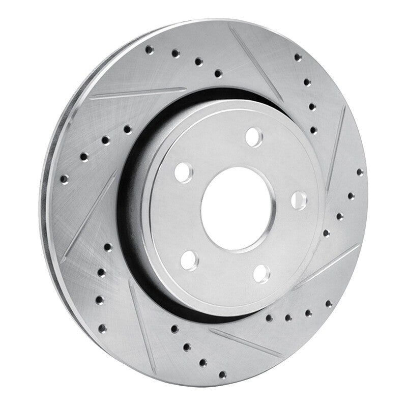 R1 Concepts R1 05-10 Jeep Grand Cherokee Front Right Drilled & Slotted Silver Brake Rotor
