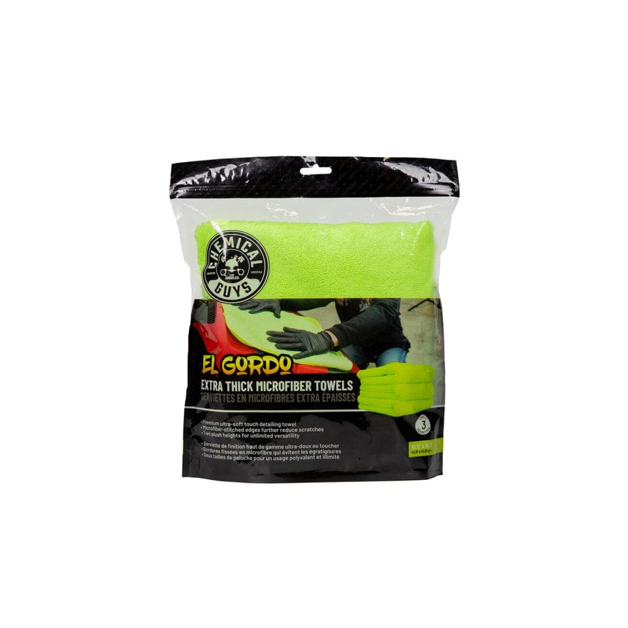 Chemical Guys El Gordo Extra Thick Professional Microfiber Towel, Green 16.5" x 16.5" (3 Pack)