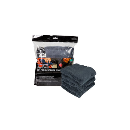 Chemical Guys Happy Ending Edgeless Microfiber Towels, 16"x16" (3 Pack) Black